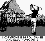 PGA European Tour title screen for GameBoy